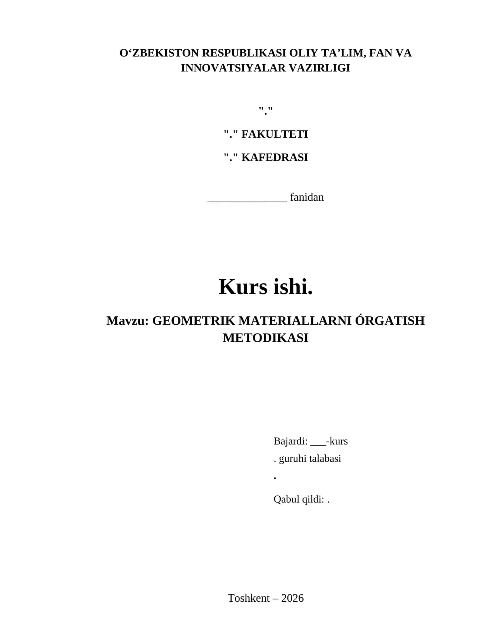 GEOMETRIK MATERIALLARNI ÓRGATISH METODIKASI 1