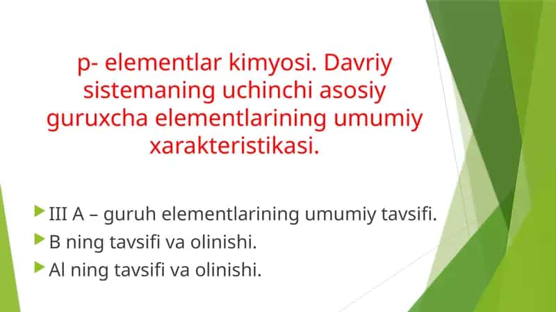 III A Guruhe Elementlarining Umumiy Tavsifi 1