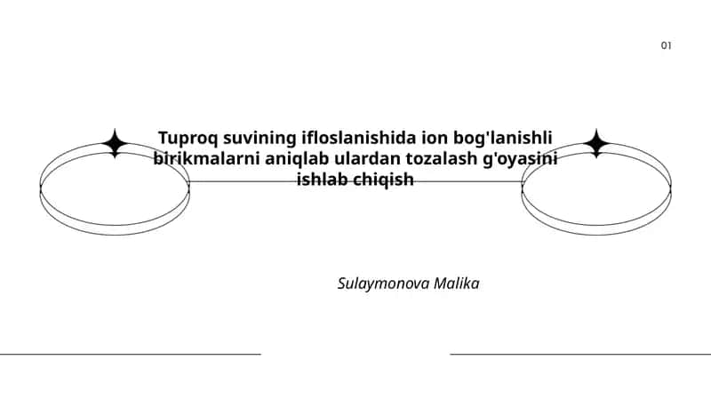 Tuproq suvining ifloslanishida ion bog'lanishli birikmalarni aniqlab ulardan tozalash g'oyasini ishlab chiqish 1