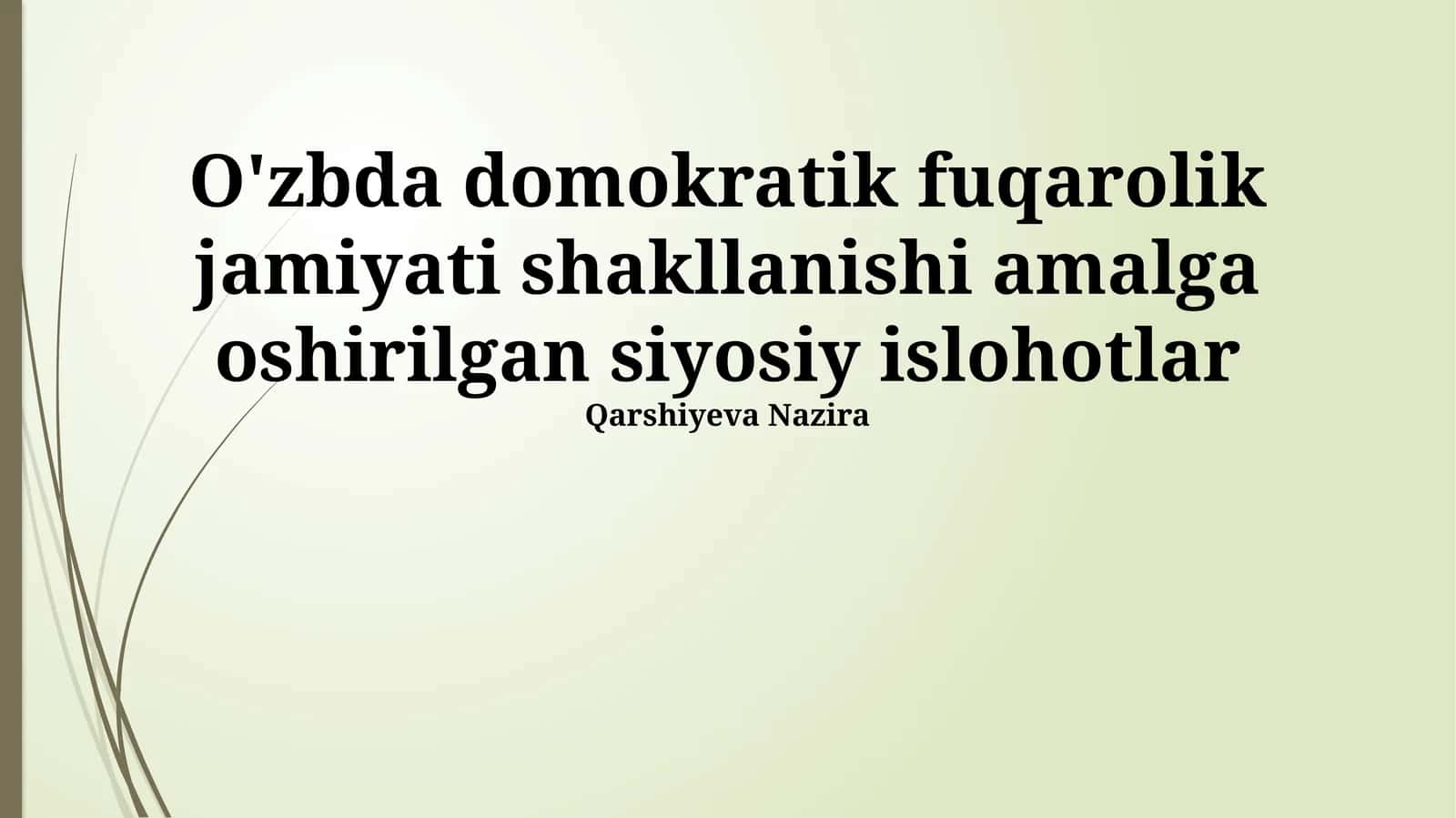 O'zbda domokratik fuqarolik jamiyati shakllanishi amalga oshirilgan siyosiy islohotlar 1