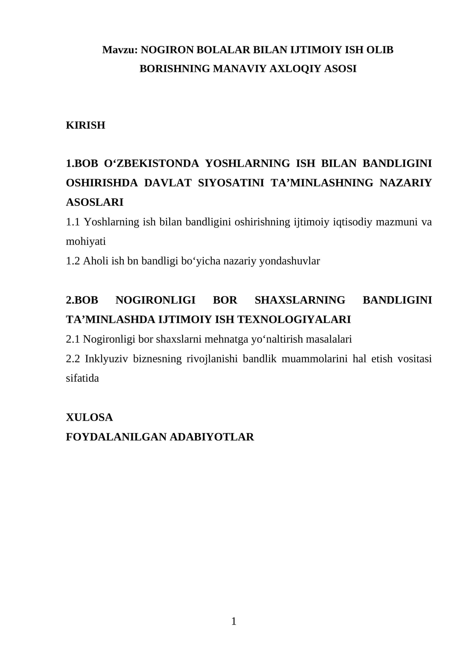 NOGIRON BOLALAR BILAN IJTIMOIY ISH OLIB BORISHNING MANAVIY AXLOQIY ASOSI 1
