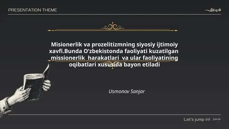Misionerlik va prozelitizmning siyosiy ijtimoiy xavfi 1