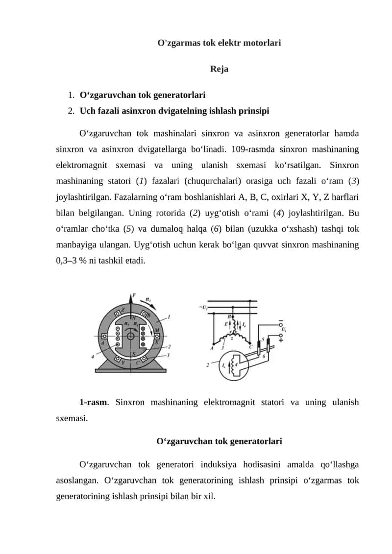 O'zgaruvchan tok elektr motorlari 1