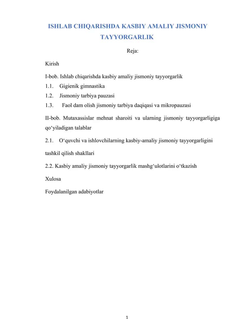 Ishlab chiqarishda kasbiy amaliy jismoniy tayyorgarlik 1