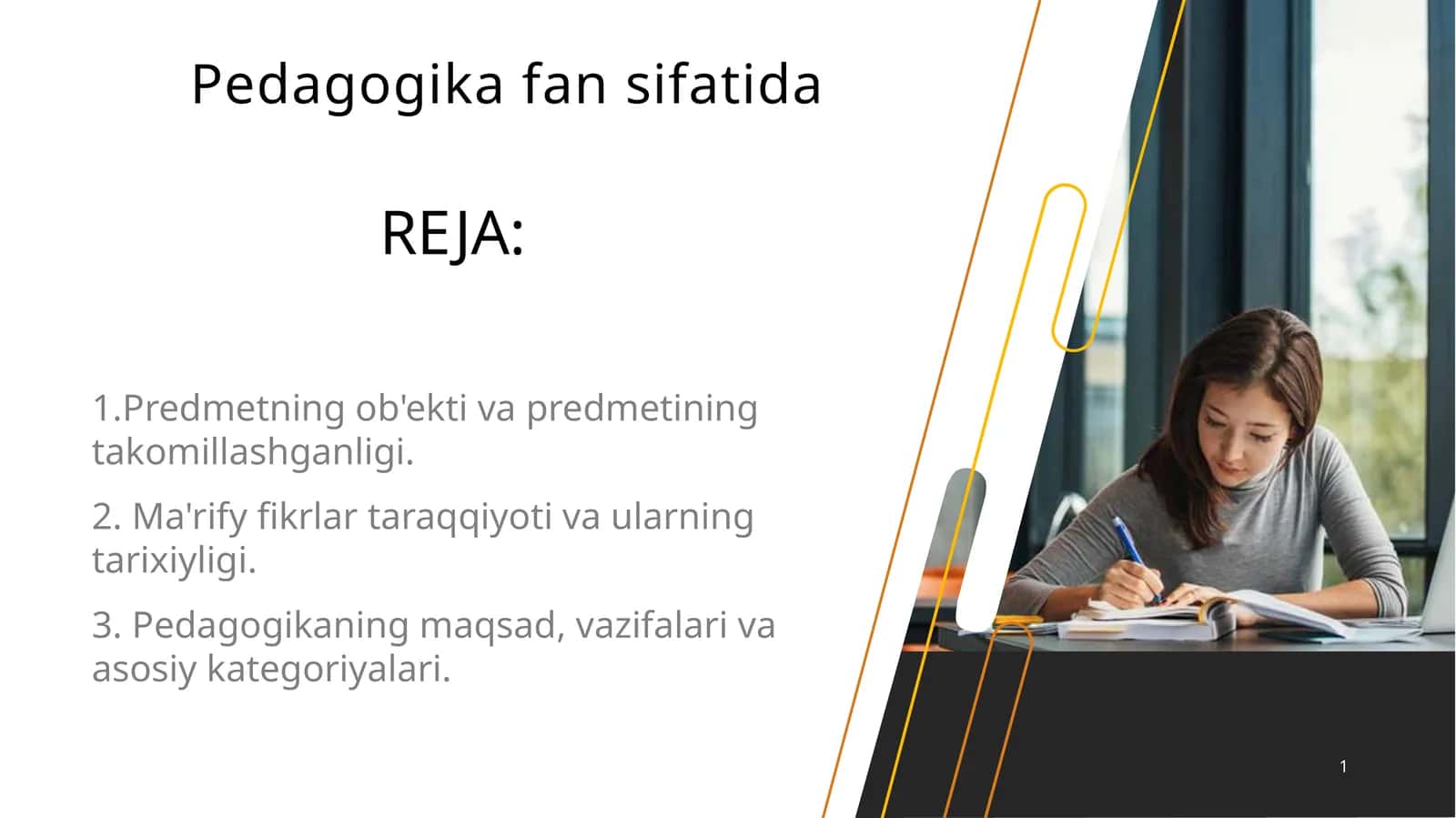 Reja: Pedagogikafansifatida 1