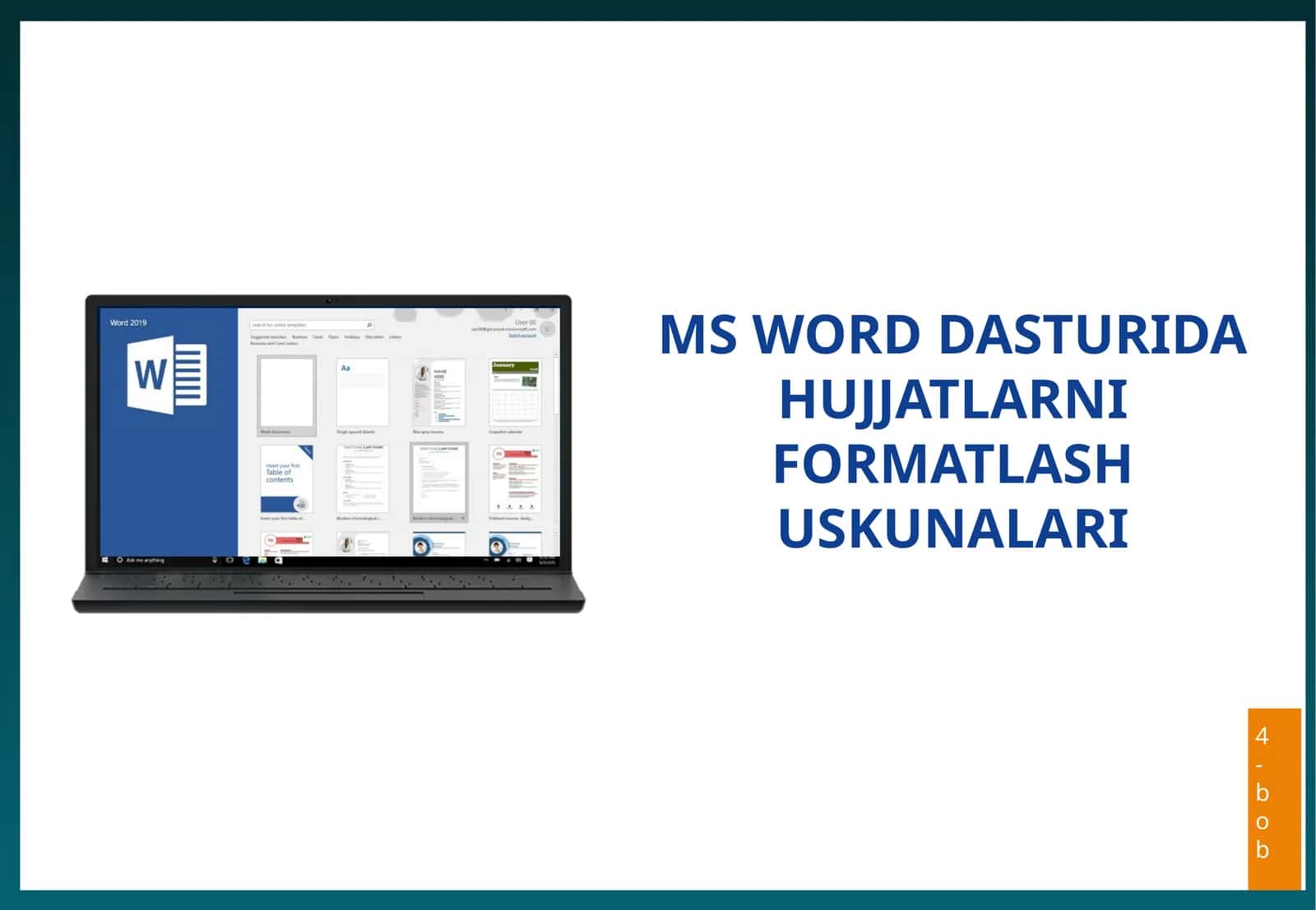 MS WORD DASTURIDA HUJJATLARNI FORMATLASH USKUNALARI 1