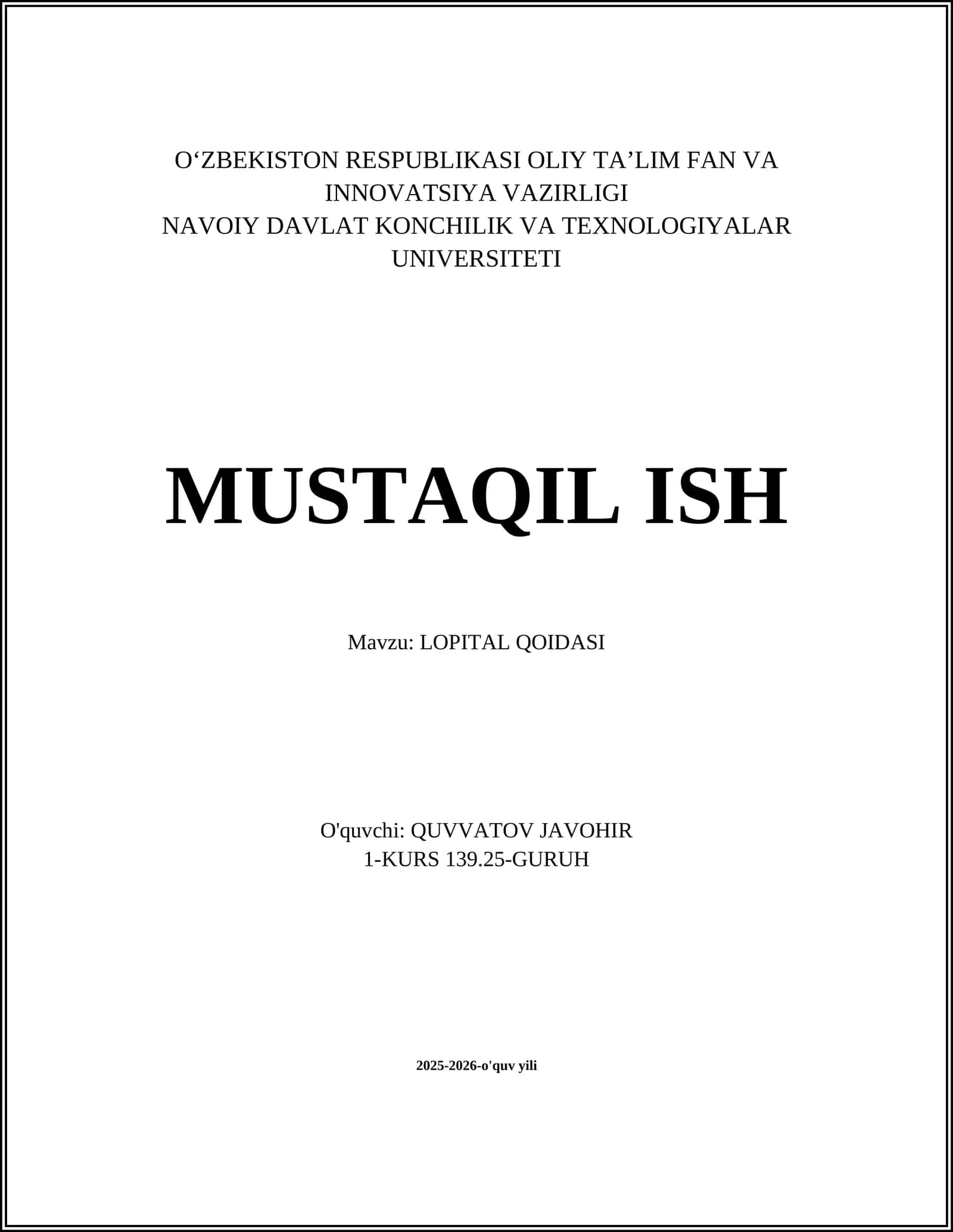 L'Hôpital qoidasi 1