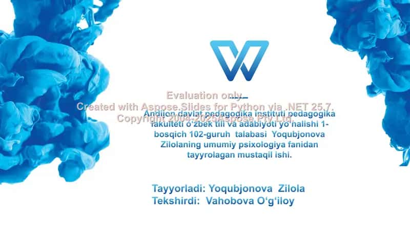 Psixologiya fanidan tayyrolagan mustaqil ish 1