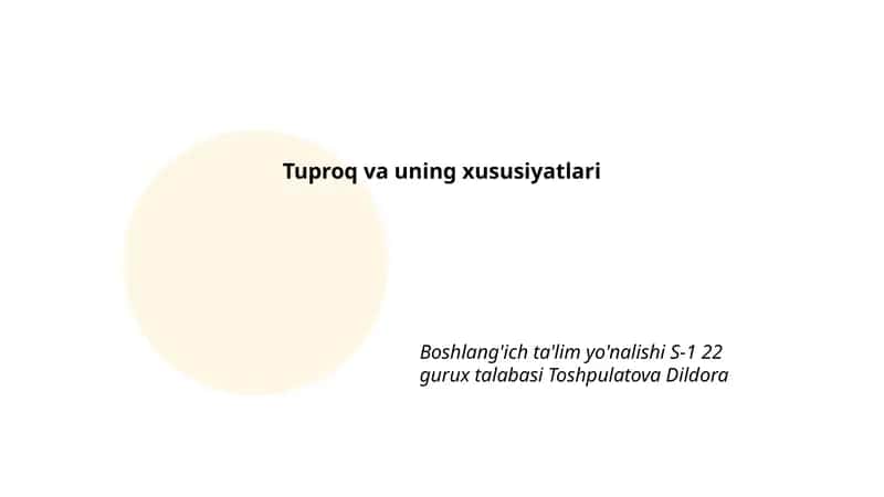 Tuproq va uning xususiyatlari 1