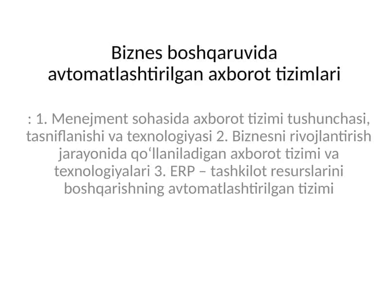 Avtomatlashtirilgan axborot tizimlari 1