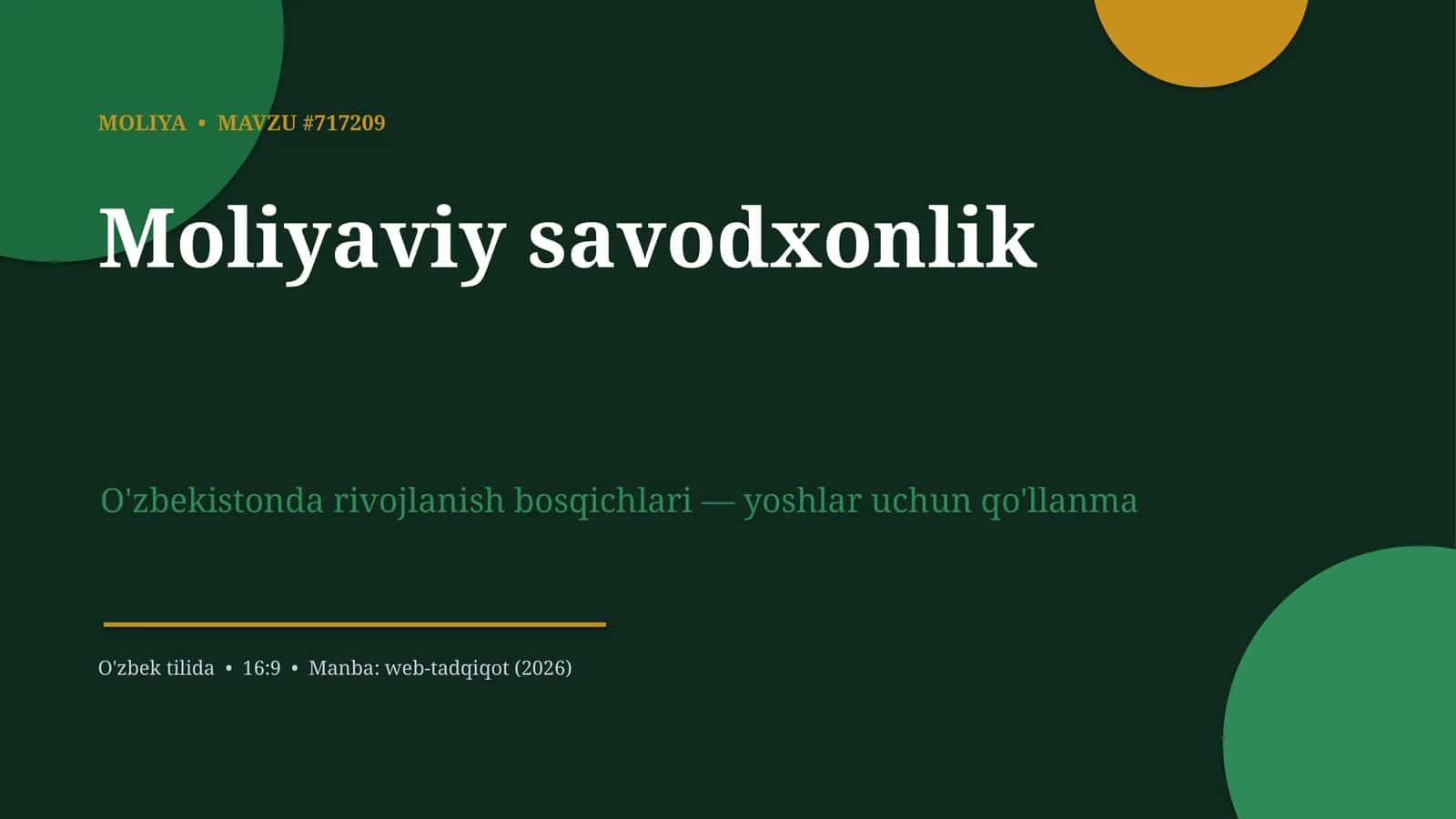 Moliyaviy savodxonlik 1