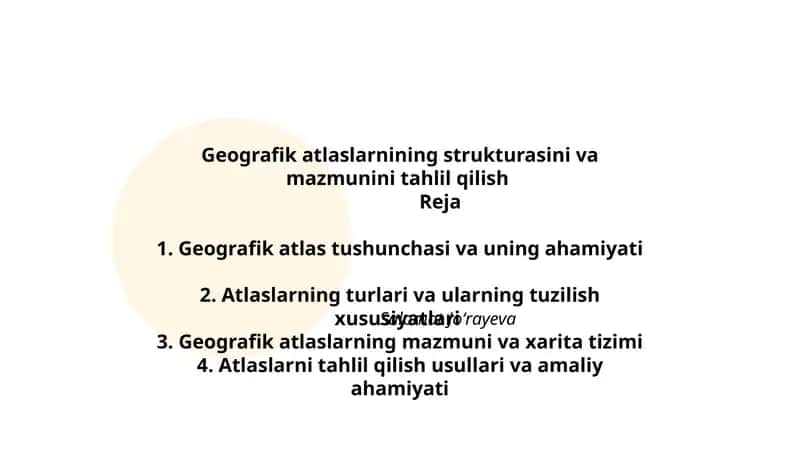 Geografik atlaslarnining strukturasini va mazmunini tahlil qilish 1