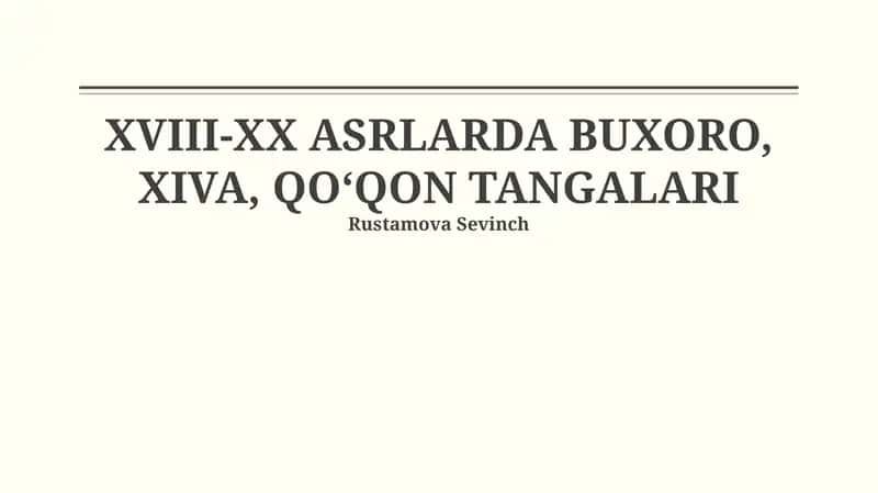 Qoʻqon xonligi tangalari (18-20-asrlar) 1