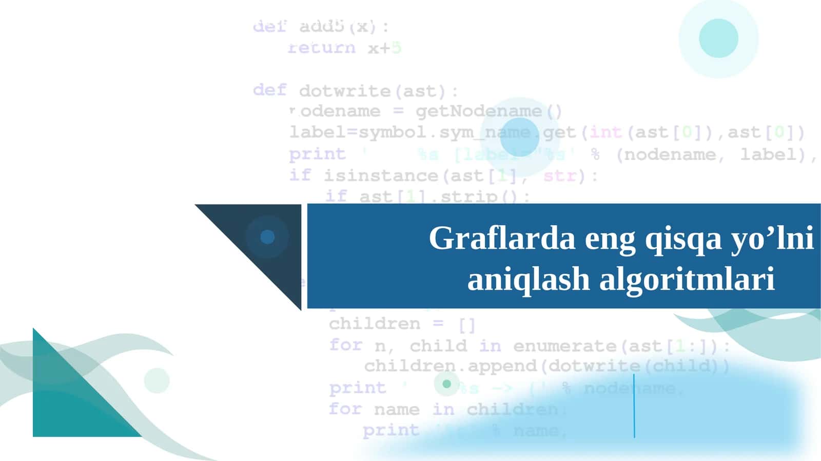 Graflarda Eng Qisqa Yo'lni Aniqlash Algoritmlari 1