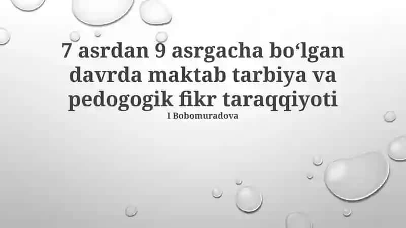 Maktab tarbiya va pedagogik fikr taraqqiyoti
