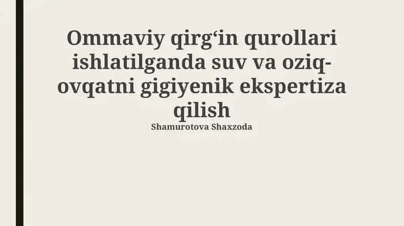 Ommaviy qirgʻin qurollari 1