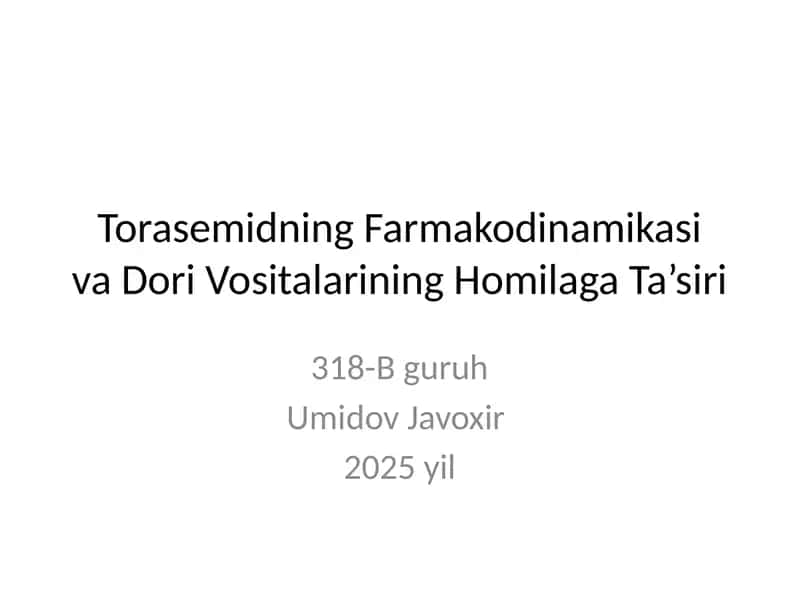 Torasemidning Farmakodinamikasi 1
