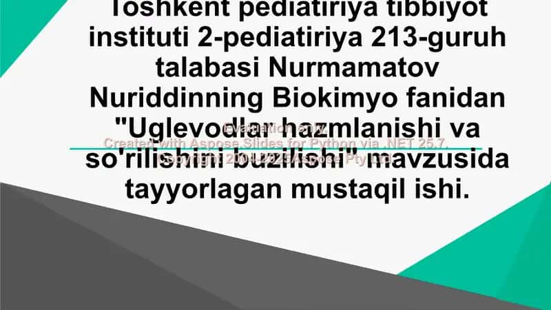 Uglevodlar hazmlanishi va so'rilishini buzilishi 1