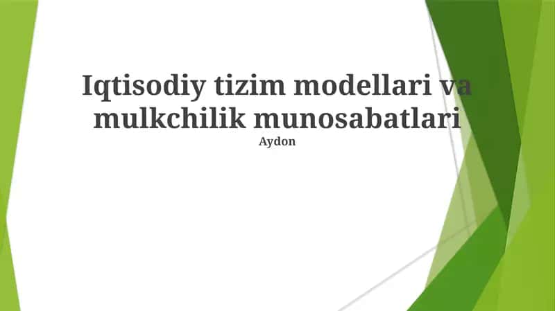 Iqtisodiy tizim modellari va mulkchilik munosabatlari 1