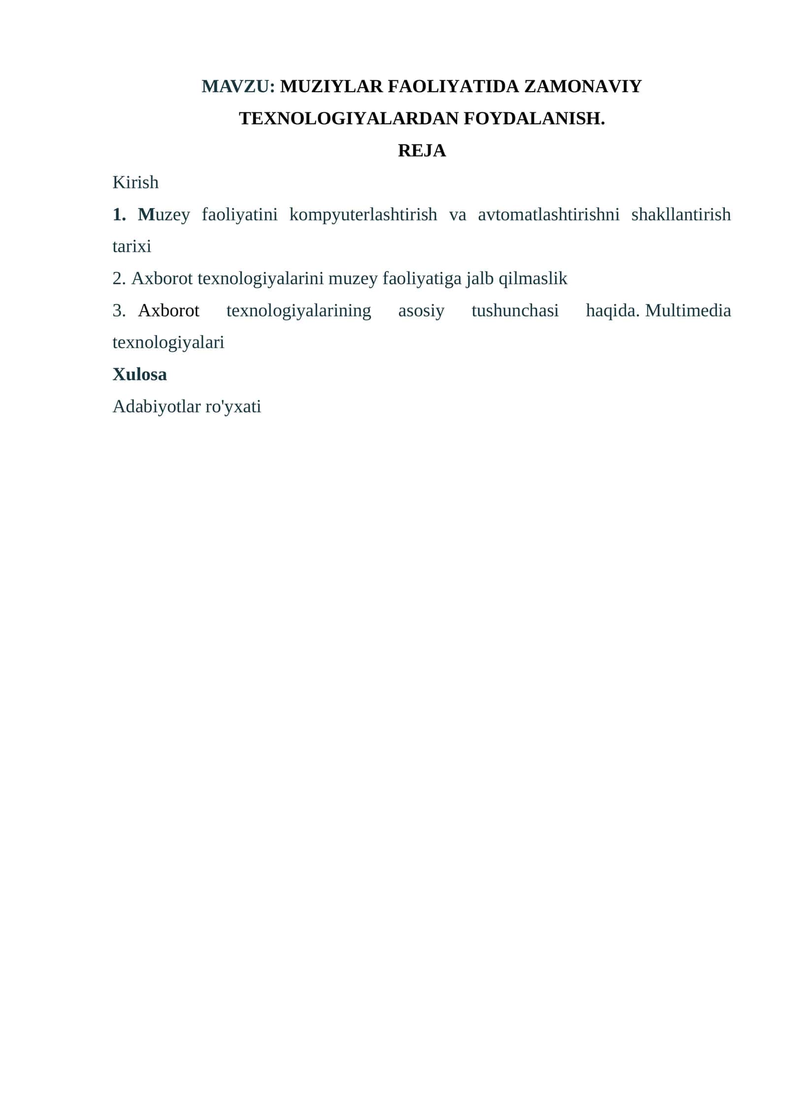 MUZIYLAR FAOLIYATIDA ZAMONAVIY TEXNOLOGIYALARDAN FOYDALANISH 1