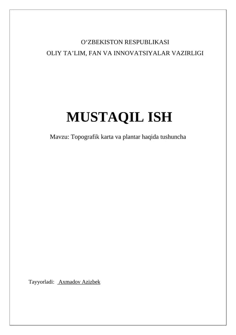 Topografik karta va plantar haqida tushuncha 1