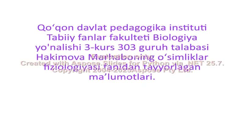 O'simliklar fiziologiyasi 1