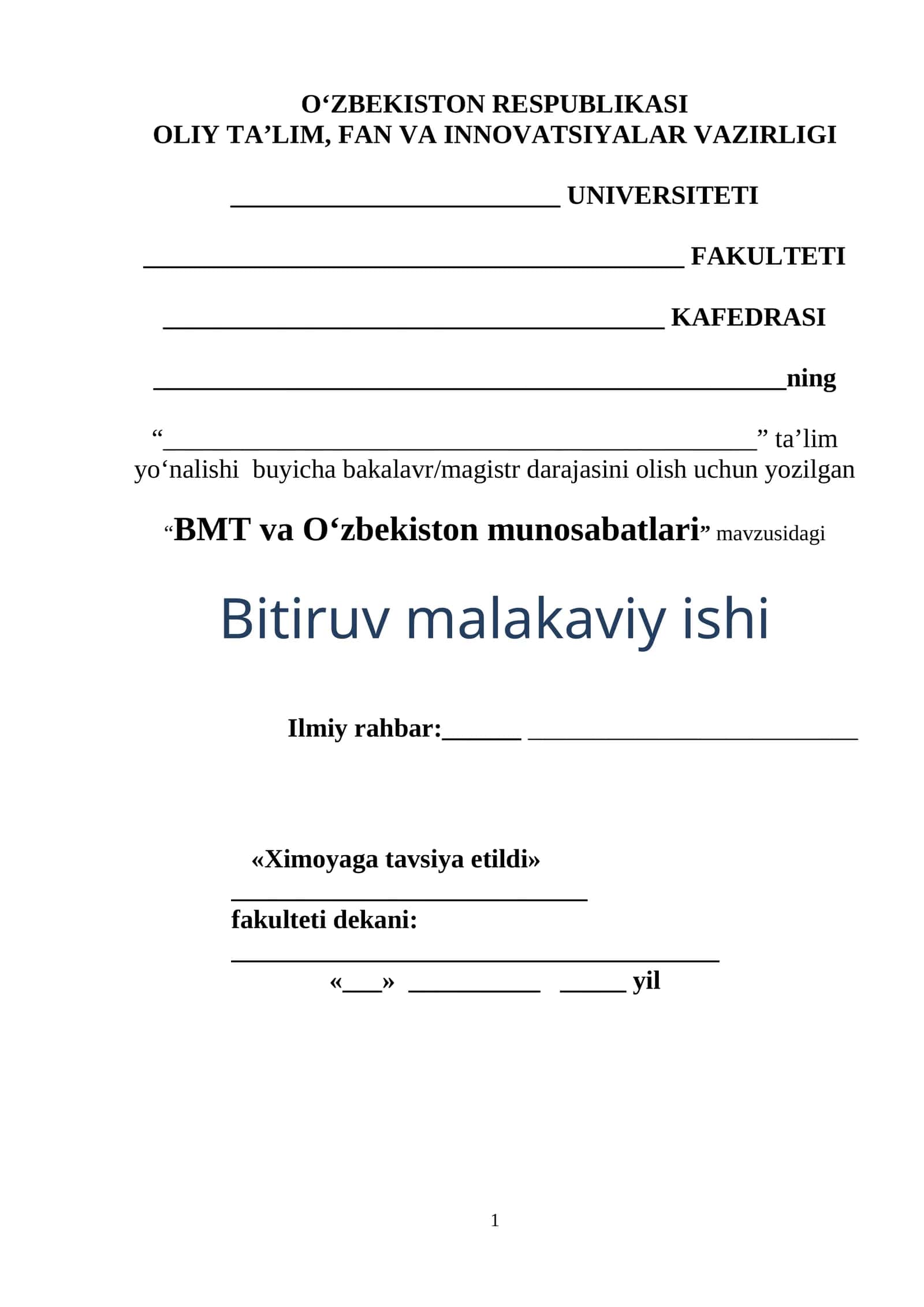BMT va O‘zbekiston munosabatlari 1