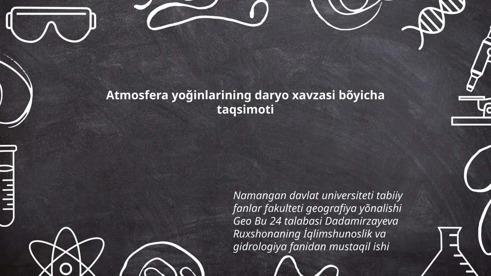 Atmosfera yoğinlarining daryo xavzasi bõyicha taqsimoti 1