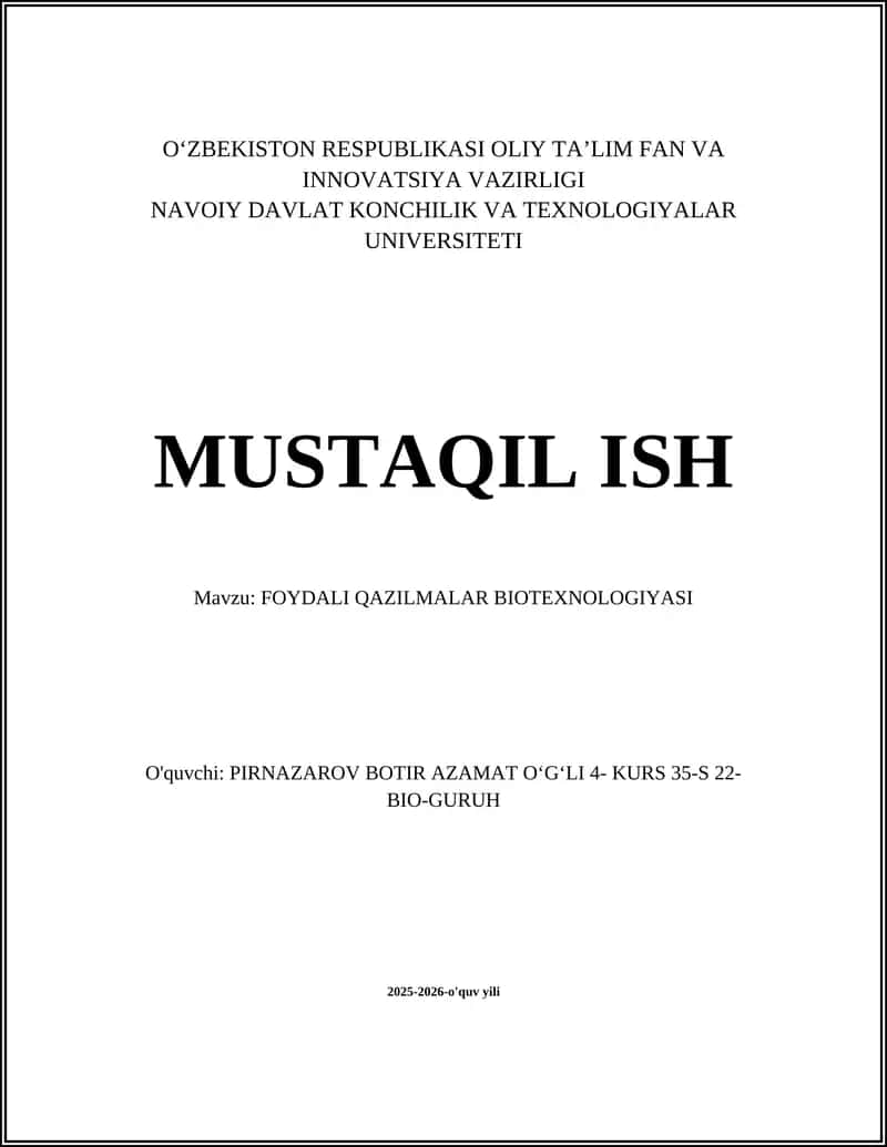 FOYDALI QAZILMALAR BIOTEXNOLOGIYASI 1