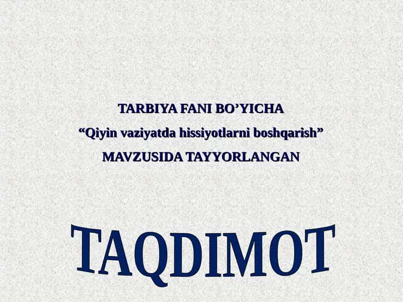 “Qiyin vaziyatda hissiyotlarni boshqarish” 1