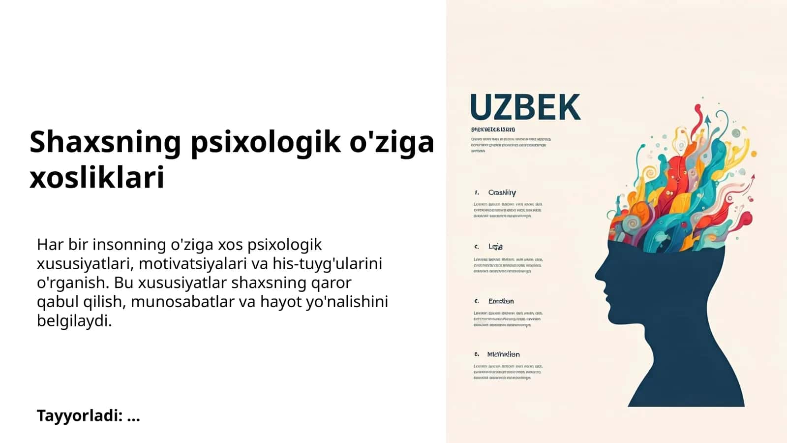 Shaxsning psixologik o'ziga xosliklari 1