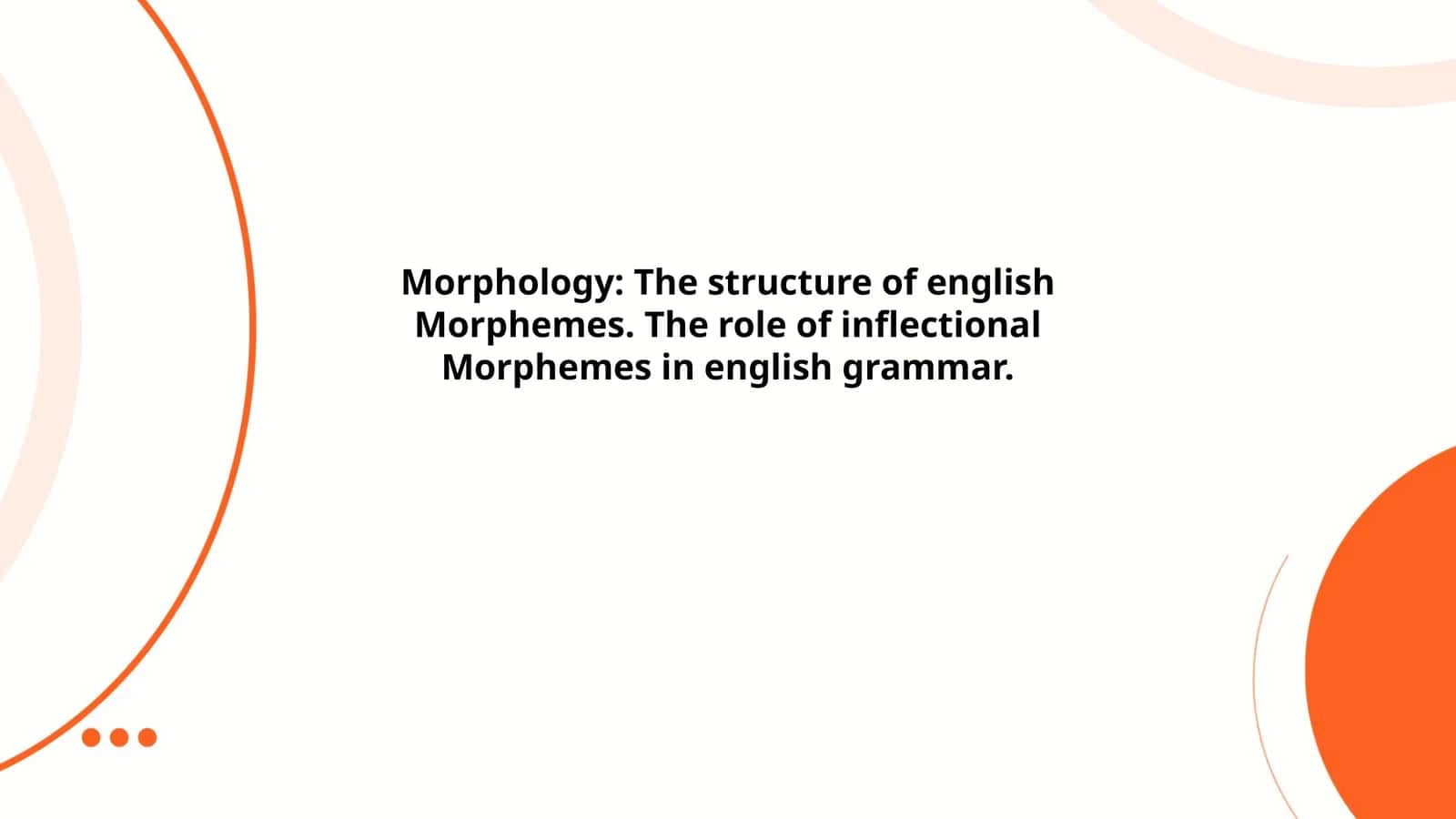 Morphology: The structure of english 1