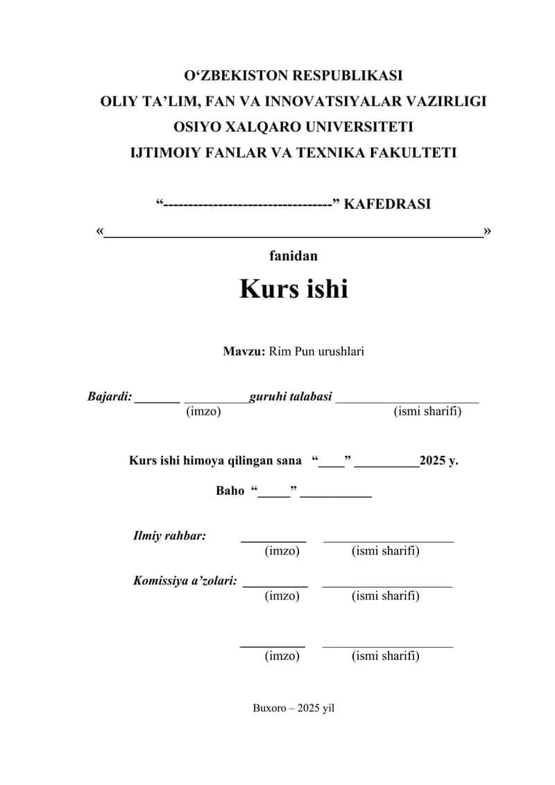 Rim Pun urushlari kurs ishi 1
