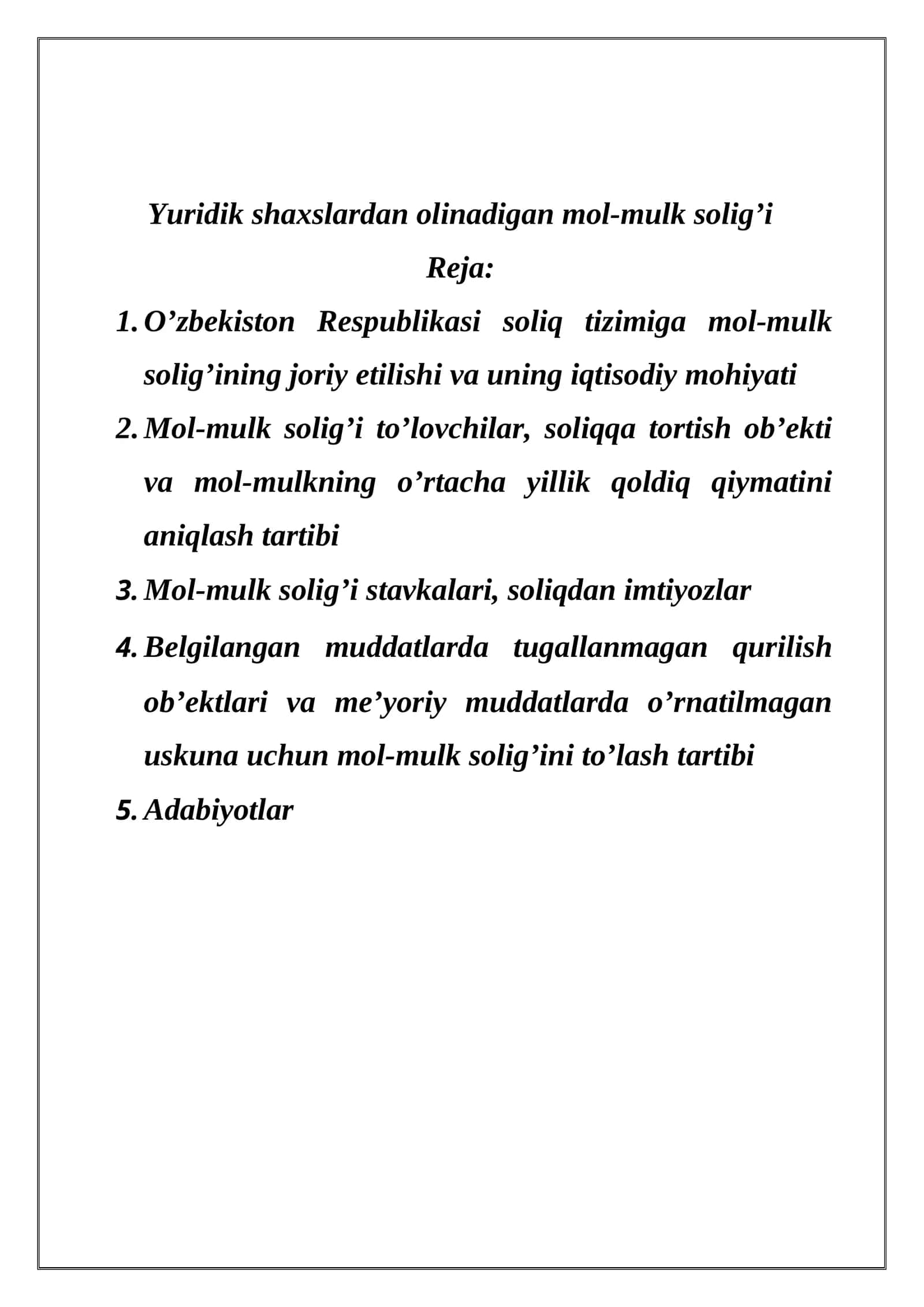 Yuridik shaxslardan olinadigan mol-mulk solig’i 1