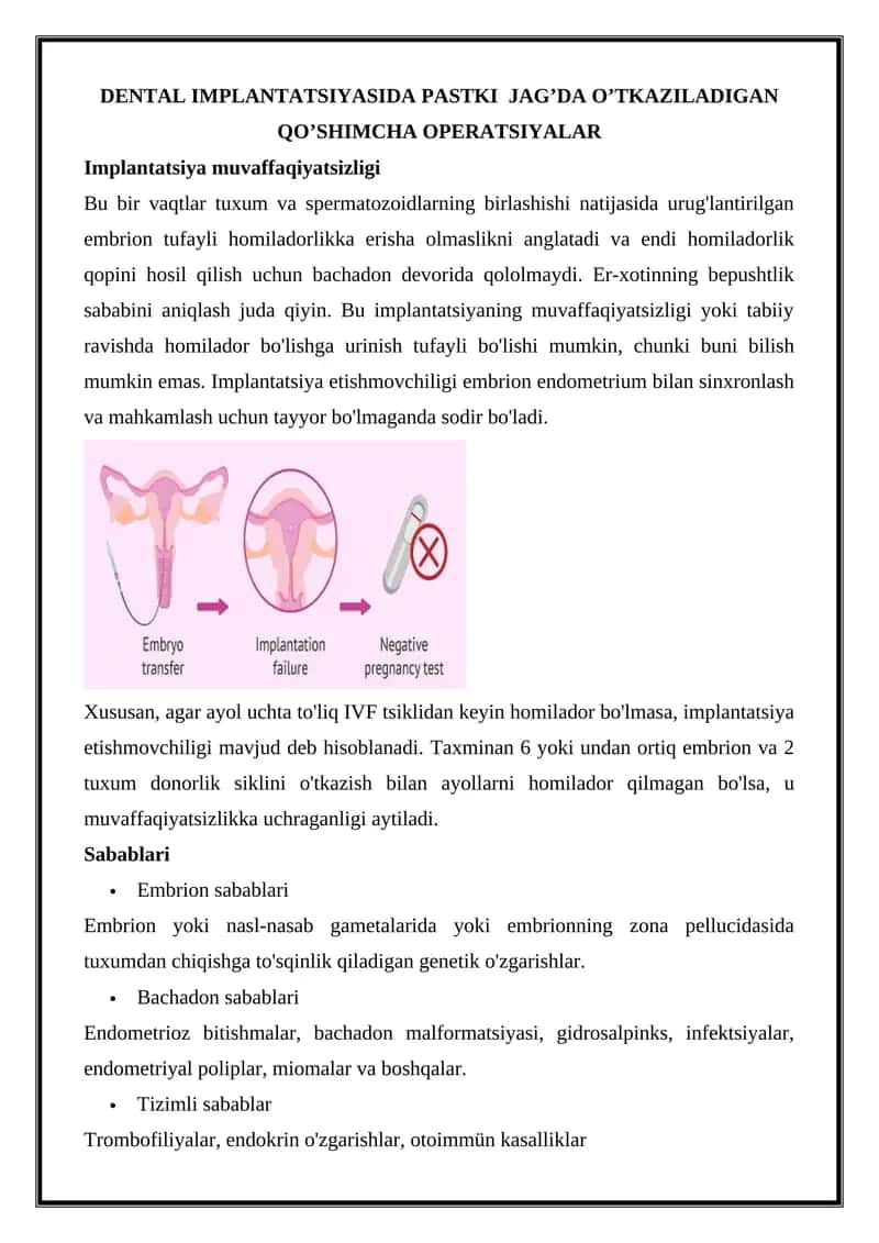 DENTAL IMPLANTATSIYASIDA PASTKI JAG’DA O’TKAZILADIGAN QO’SHIMCHA OPERATSIYALAR 1