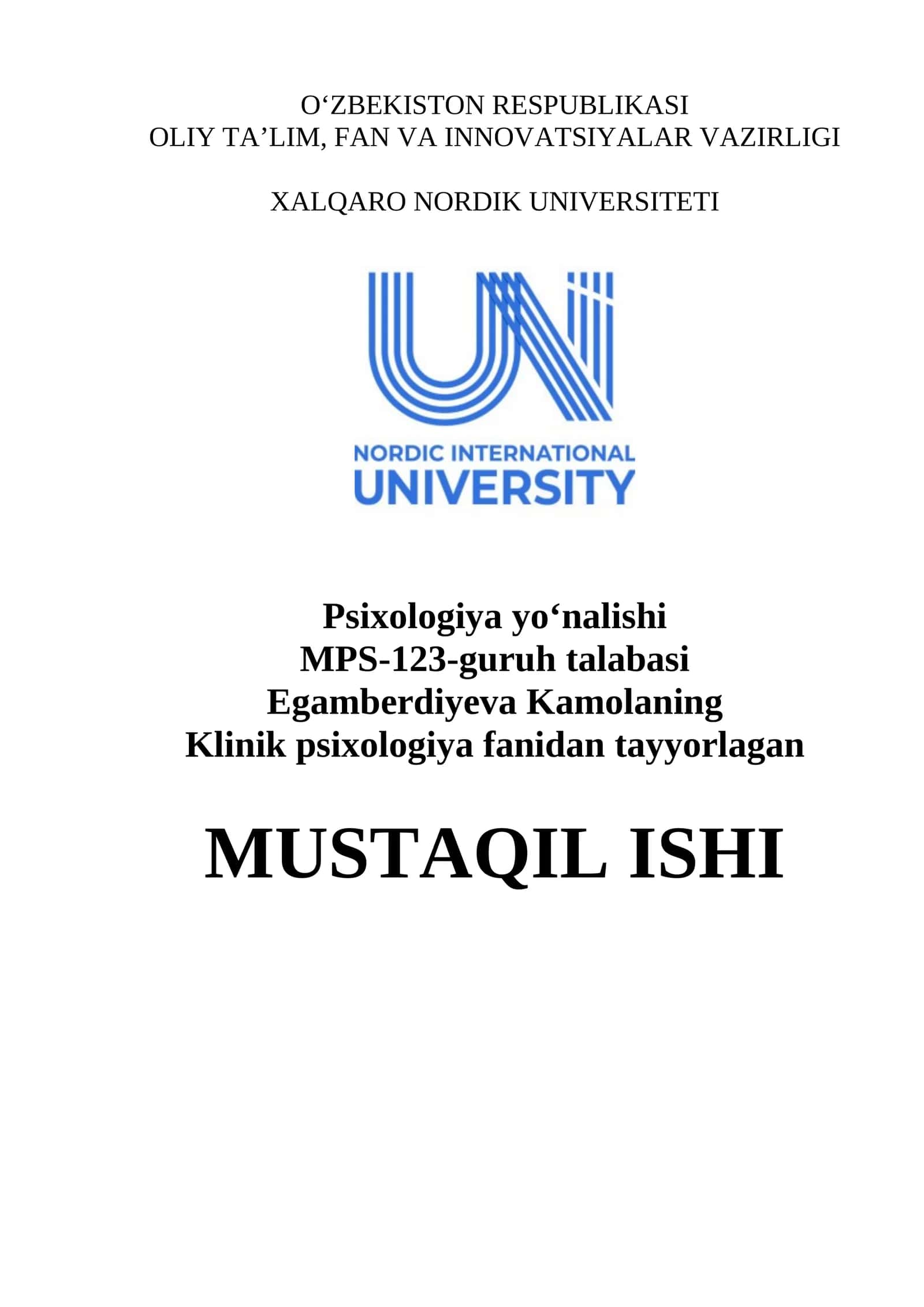Mavzu: Tibbiyotda psixosomatika tushunchasi Topshiriq: Esse 1