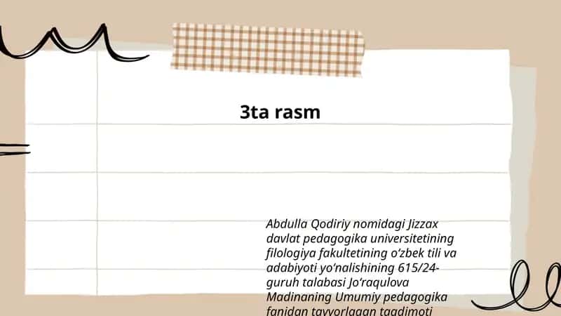 Joʻraqulova Madinaning Umumiy pedagogika fanidan tayyorlagan taqdimoti 1