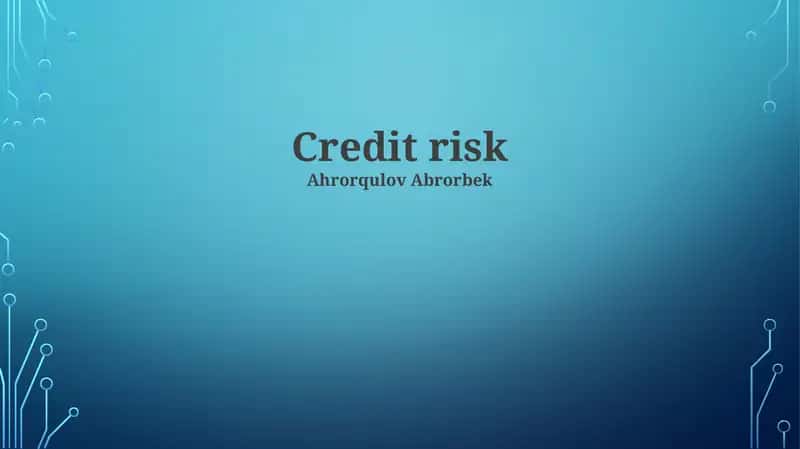 Measuring and Assessing Credit Risk 1