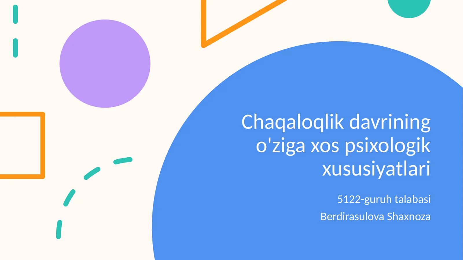 Chaqaloqlik davrining o'ziga xos psixologik xususiyatlari 1
