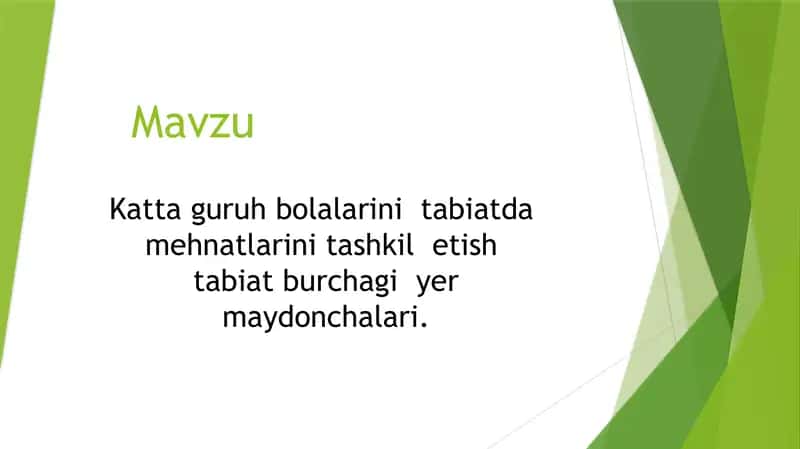 Katta guruh bolalarni tabiatda mehnatlari tashkil etish tabiat burchagi yer maydonchalari. 1