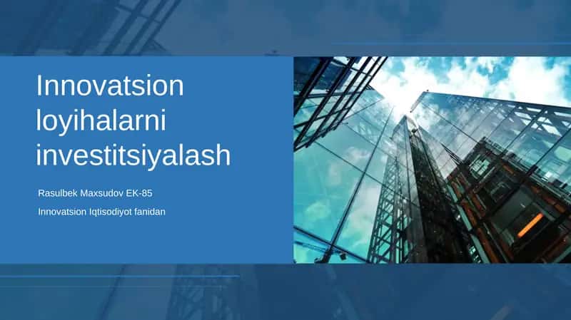 Innovatsion loyihalarni investitsiyalash 1
