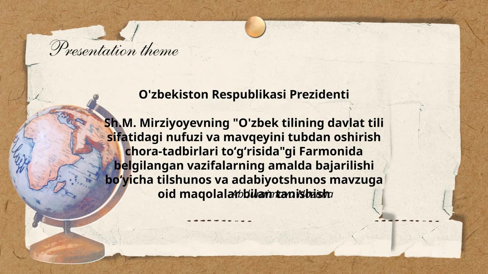 O'zbek tilining davlat tili sifatidagi nufuzi va mavqeyini tubdan oshirish chora-tadbirlari 1