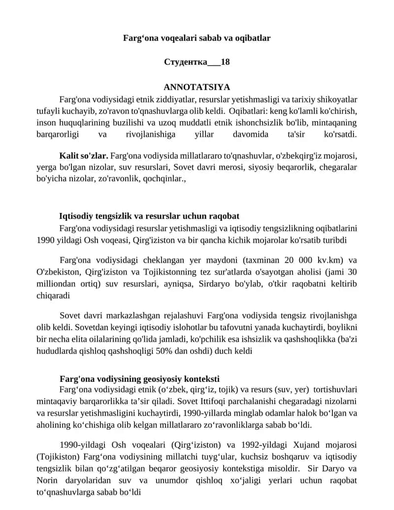 Fargʻona voqealari sabab va oqibatlar 1
