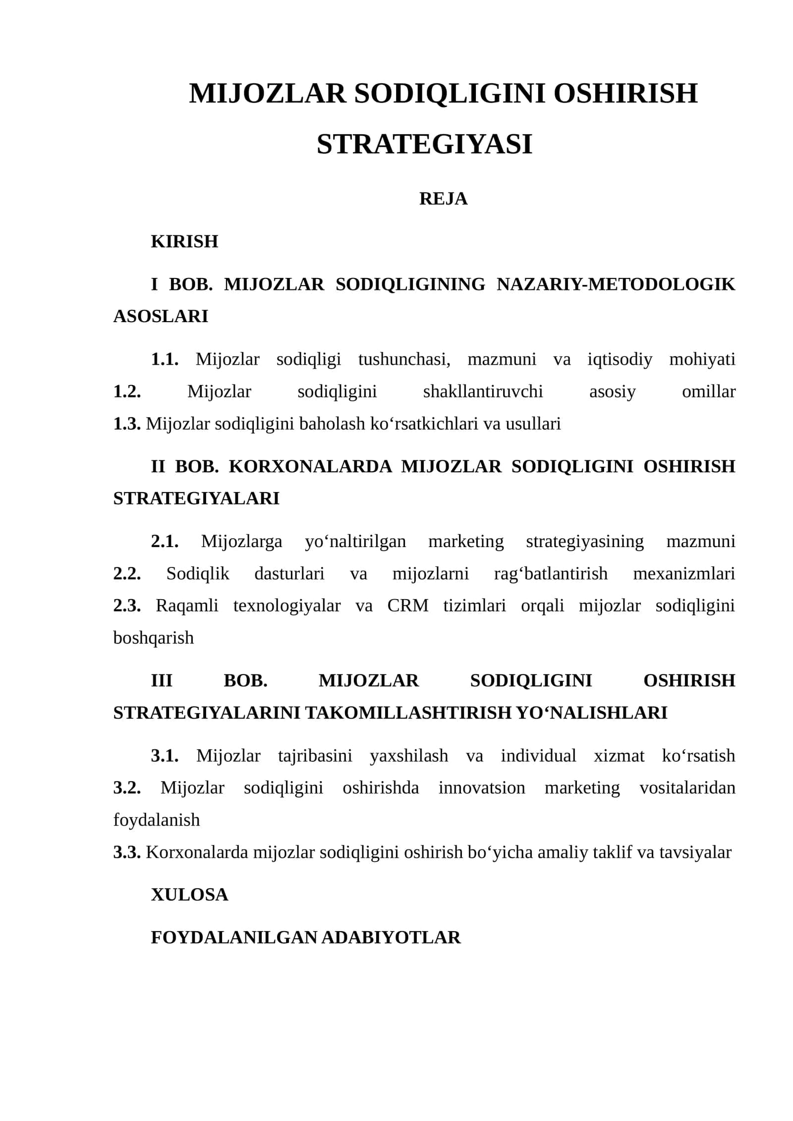MIJOZLAR SODIQLIGINI OSHIRISH STRATEGIYASI 1