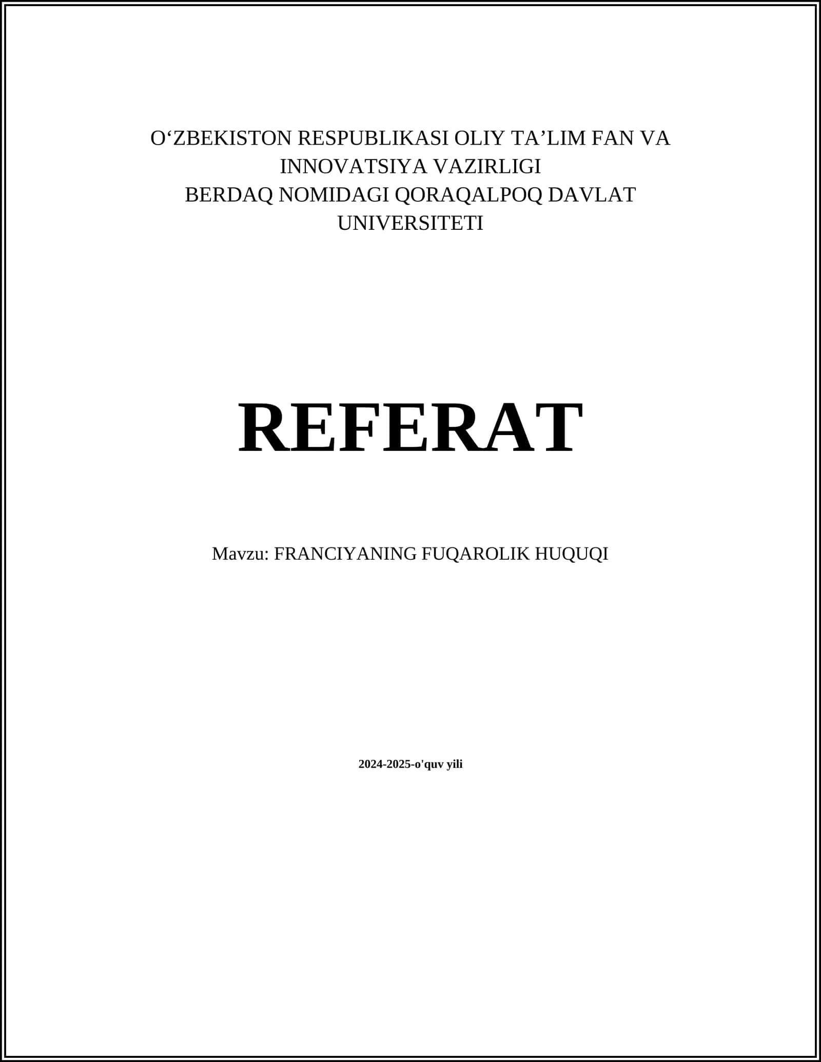 FRANCIYANING FUQAROLIK HUQUQI 1