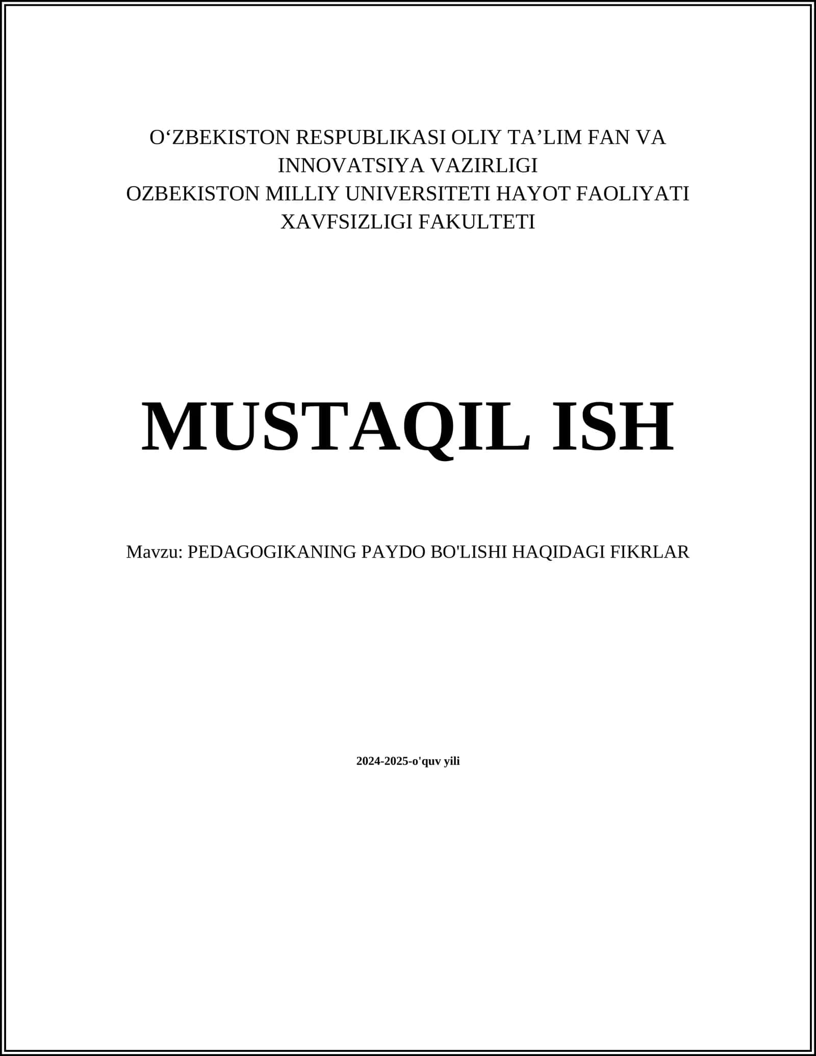 PEDAGOGIKANING PAYDO BO'LISHI HAQIDAGI FIKRLAR 1