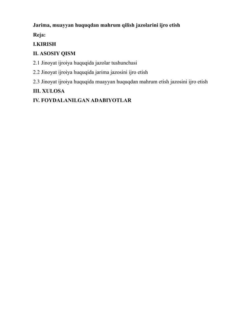 Jarima, muayyan huquqdan mahrum qilish jazolarini ijro etish.docx 1