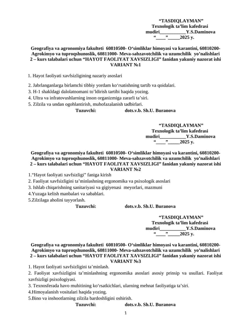Yakuniy savollar 1