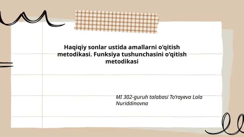 Haqiqiy sonlar ustida amallarni o'qitish metodikasi 1