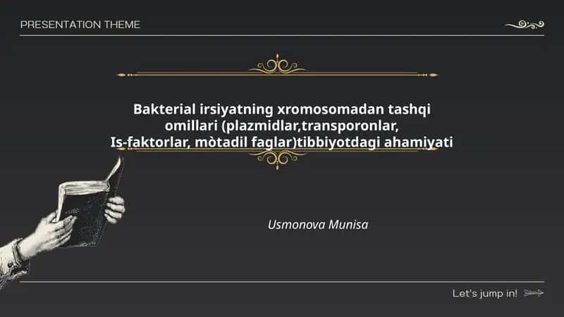 Bakterial irsiyatning xromosomadan tashqi omillari (plazmidlar, transporonlar, Is-faktorlar, mòtadil faglar) tibbiyotdagi ahamiyati 1